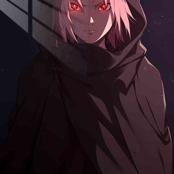 Sakura Dark Cloak Red Eyes