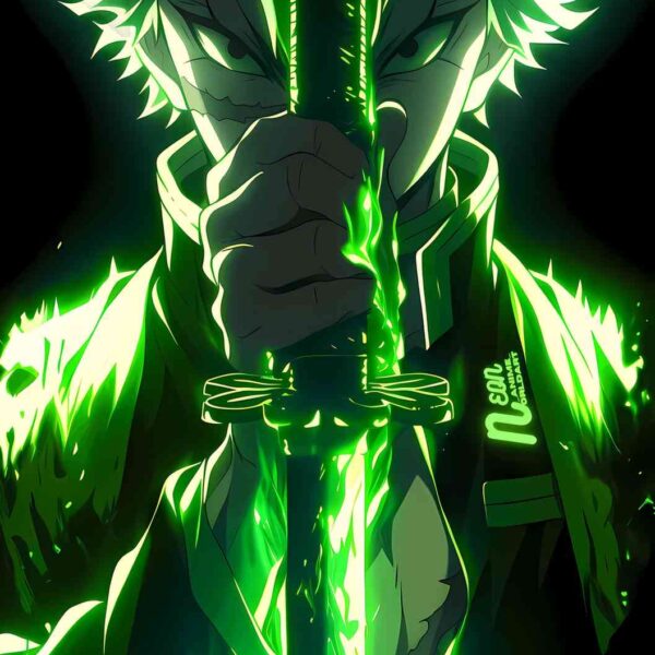 Sanemi Wind Glowing Sword Green
