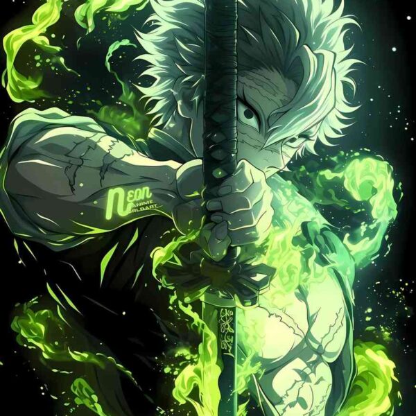 Sanemi Wind Hashira Green Flames Green