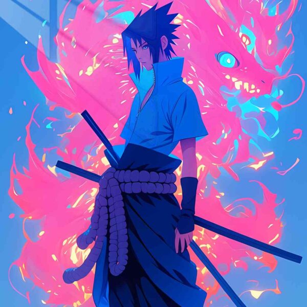 Sasuke Dragon Flames Pink Blue