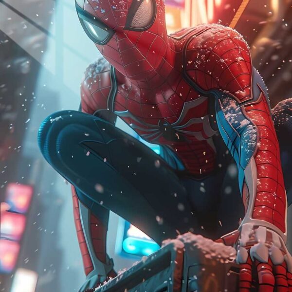 Snowy Spider Man Cinematic Red & Blue