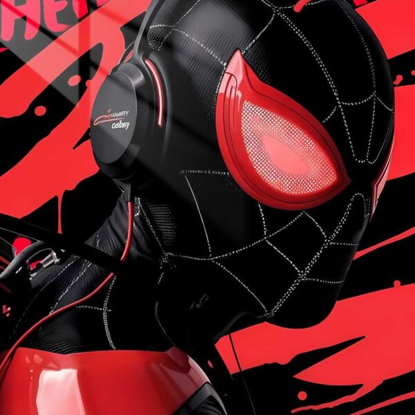 Spider Man Headphone Red & Black Glossy