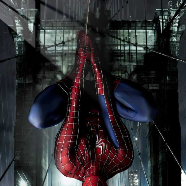 Spider Man Inverted Dark Cityscape Red & Blue