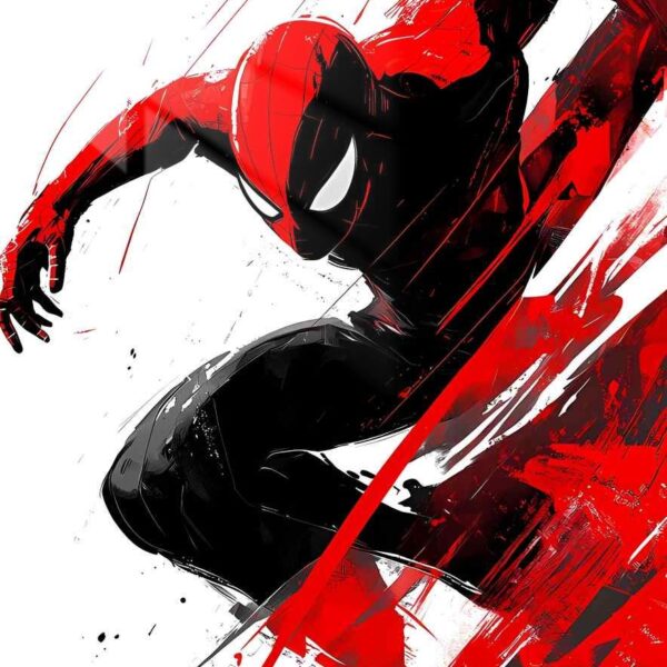 Spider Man Pouncing Abstract Action Red & Black