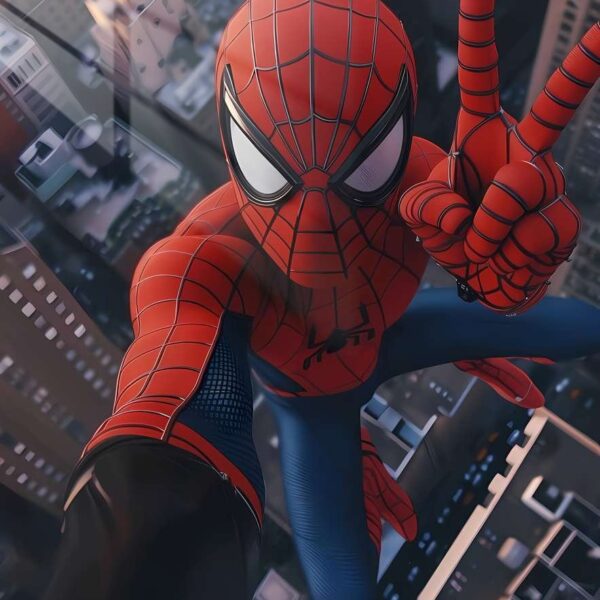 Spider Man Selfie Cityscape Red & Blue