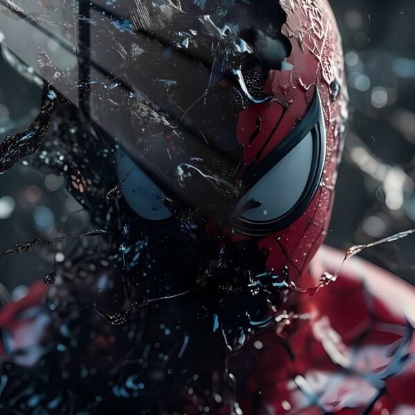 Spider Man Shattered Liquid Distortion Red, Black, Blue