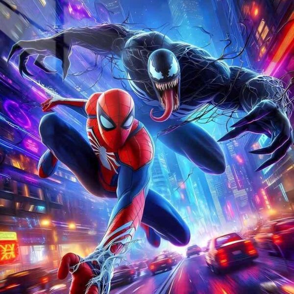 Spider Man Vs. Venom Dynamic Pose Neon Blue