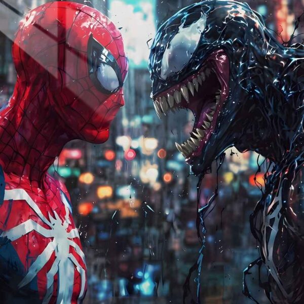 Spider Man Vs. Venom Wet City Nights Red & Black
