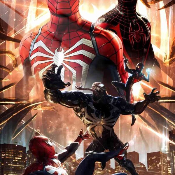 Spider Men & Venom Clash Dynamic Action Red & Black