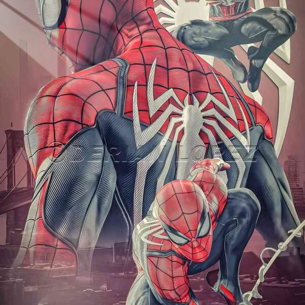 Spider Men In Action Stylized Maroon