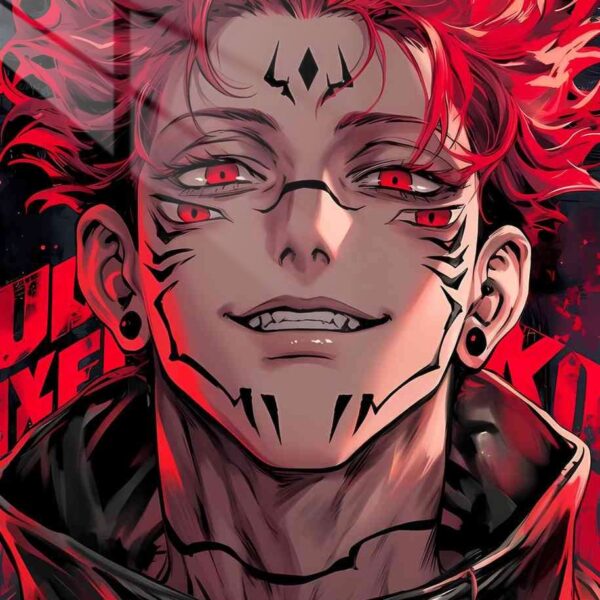 Sukuna Crimson Fiery Hair
