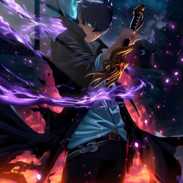 Sung Jinwoo Flames Purple, Orange