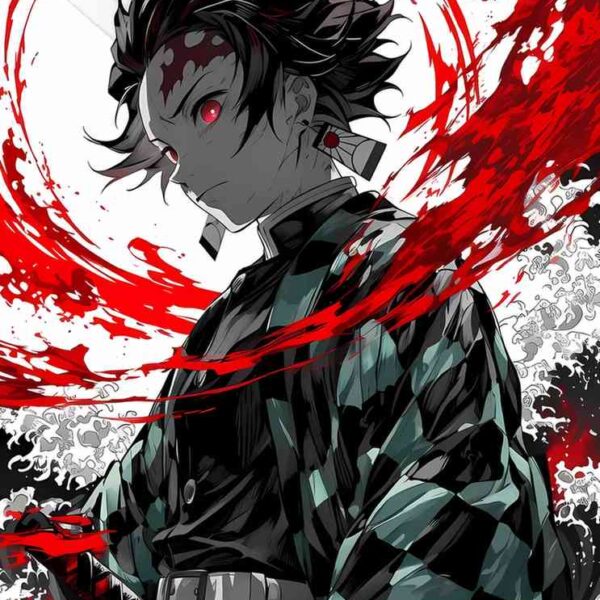 Tanjiro Blood Splashes Red & Black