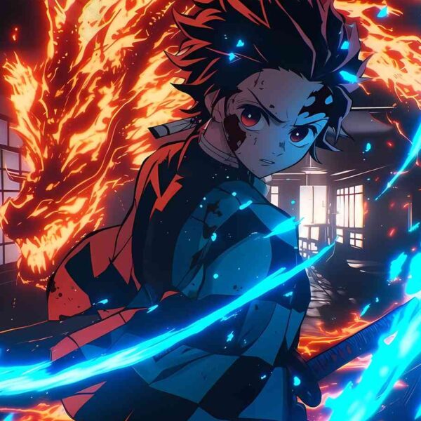 Tanjiro Fiery Breath Blue, Orange