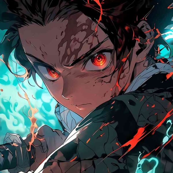 Tanjiro Fiery Demon Slayer Red & Teal