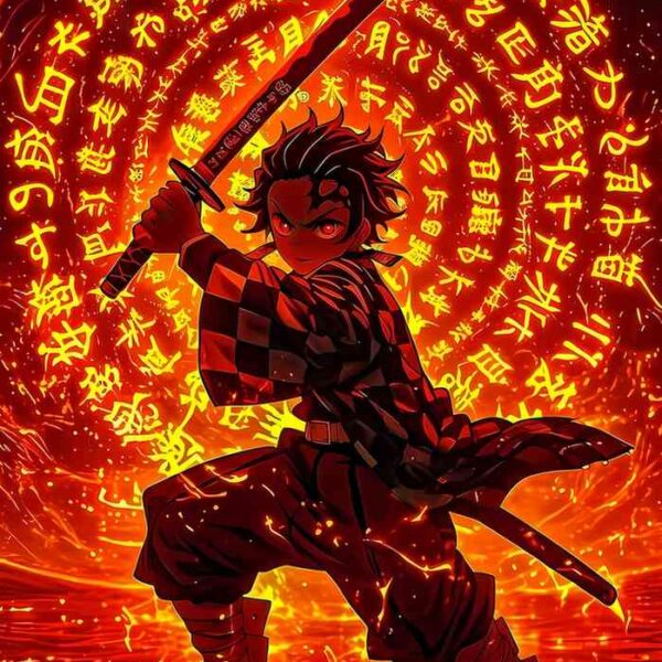 Tanjiro Fire Breathing Red, Orange