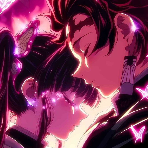 Tanjiro And Kanao Butterflies Pink