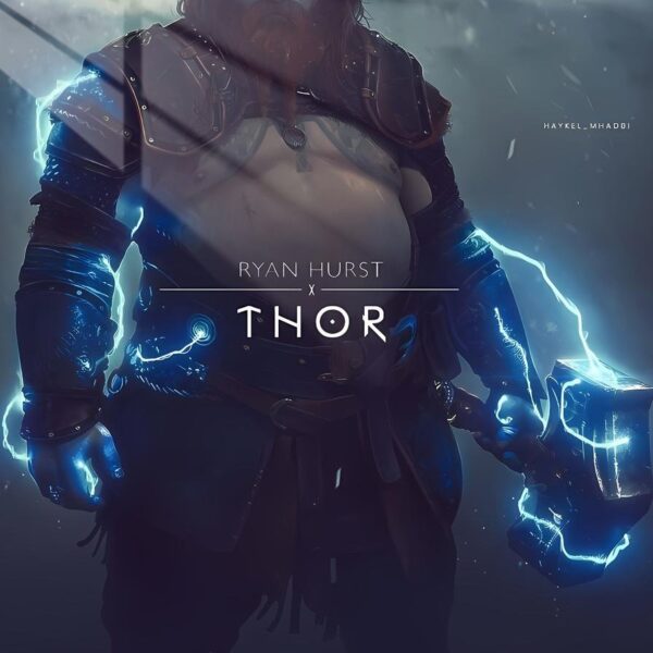 Thor With Mjolnir Electric Storm Blue