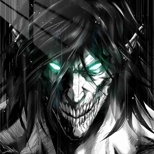 Titan'S Glare Monochrome Green Eyes