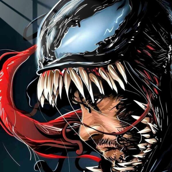 Venomized Face Symbiote Style Dark Red & Black