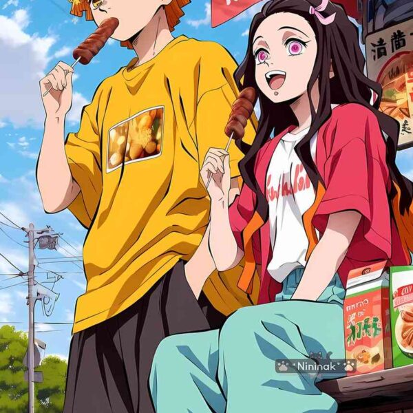 Zenitsu & Nezuko Street Food Yellow & Teal