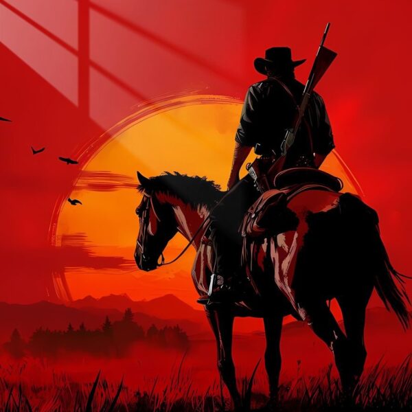 Arthur At Sunset Silhouette Red