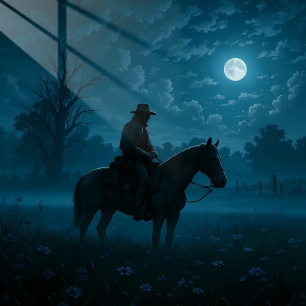 Arthur'S Moonlight Ride Silhouetted Teal