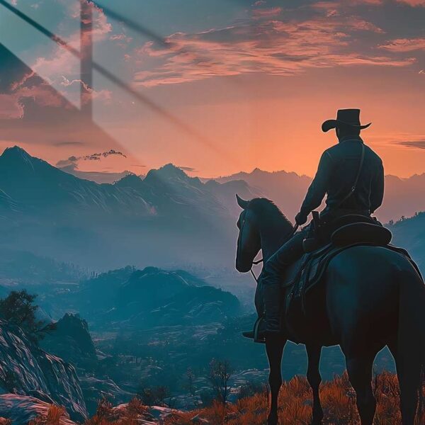 Arthur'S Sunset Ride Painterly Teal & Orange