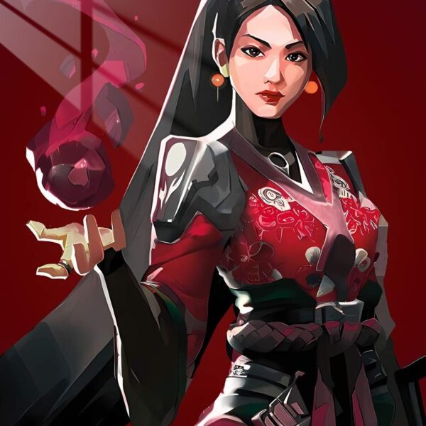 Crimson Reign Stylized Portrait Burgundy