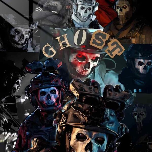 Ghost Legion Skull Masks Dark Blue, Red & Grey