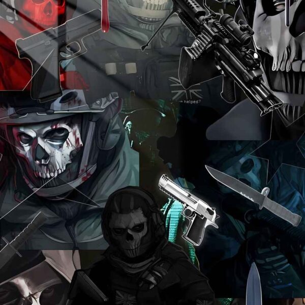 Ghost Squad Grunge Collage Red & Grey