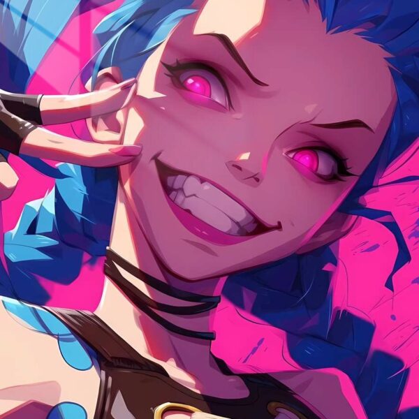 Jinx'S Grin Cyberpunk Pop Pink & Blue