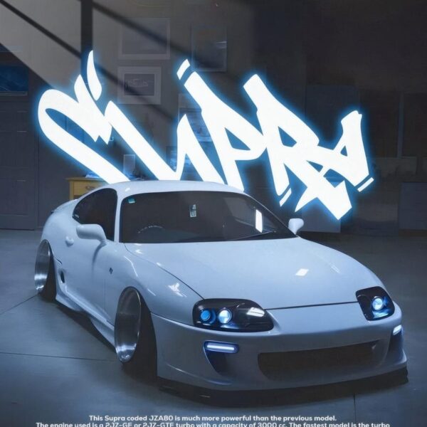 Mk4 Supra Garage Glow Neon Graffiti White