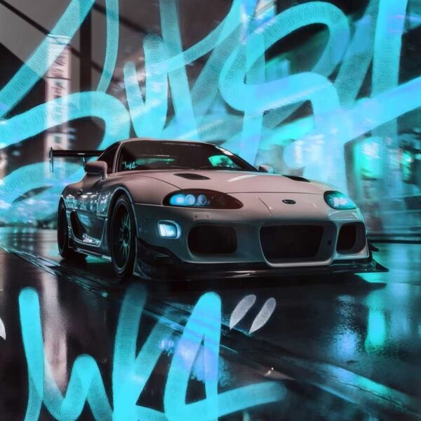 Mk4 Supra Neon Graffiti Cyan