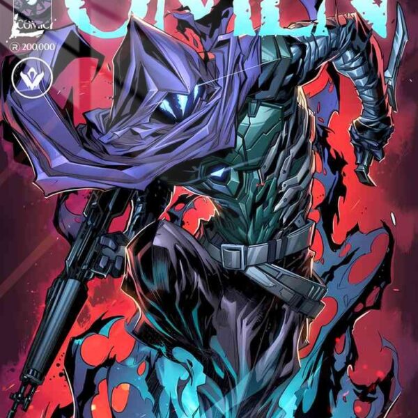 Omen'S Shadow Assault Comic Book Teal & Crimson