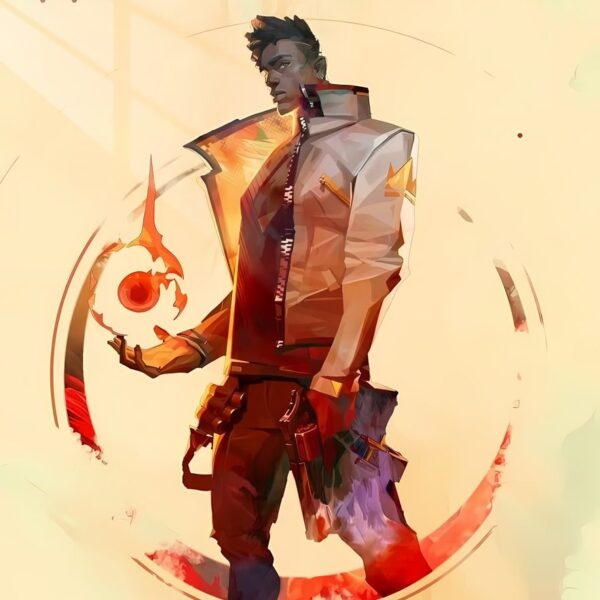 Pheonix'S Embrace Painterly Style Orange & Beige