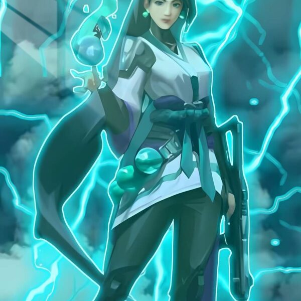 Sage'S Static Storm Neon Outline Cyan
